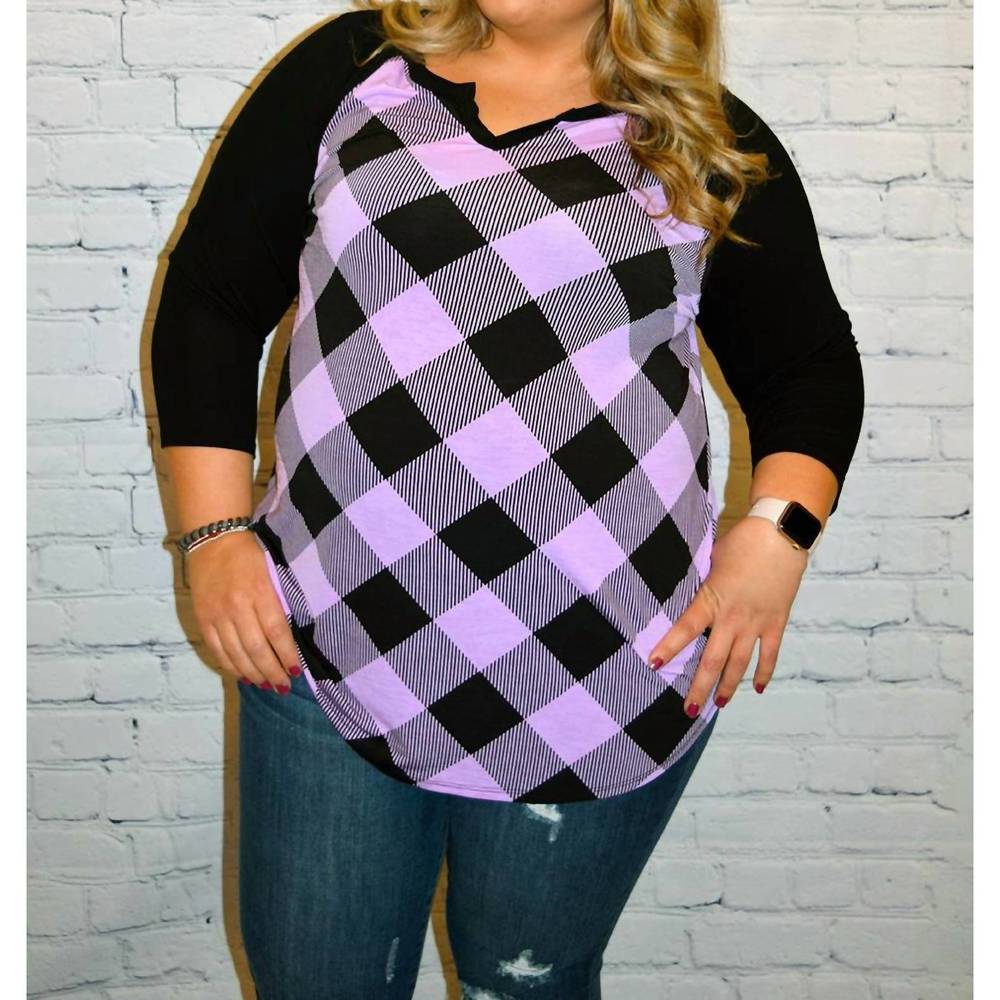 NEW HONEYME argyle long sleeve in purple and black
